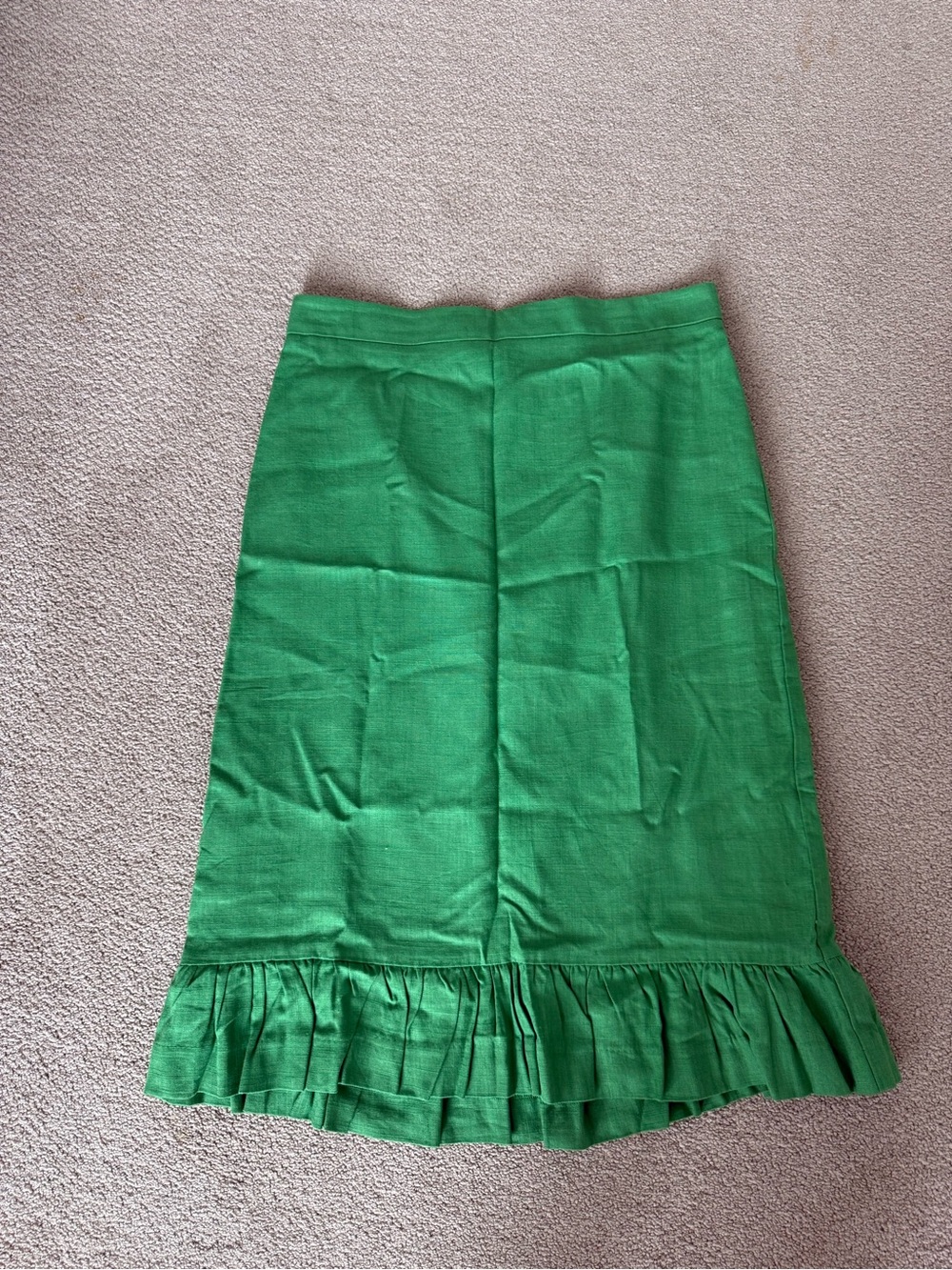 Ann Taylor Green Ruffle-Hem Skirt